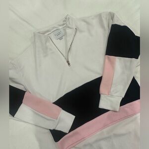 Aritzia White and Black Boxy Polo Sweatshirt